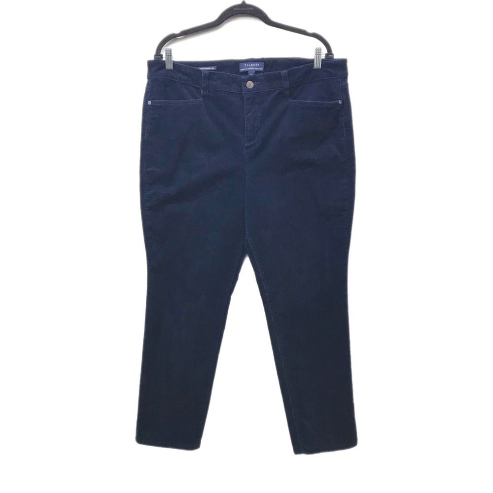 Talbots Simply Flattering 5 Pocket Corduroy Pants Navy Straight Leg Size 16P